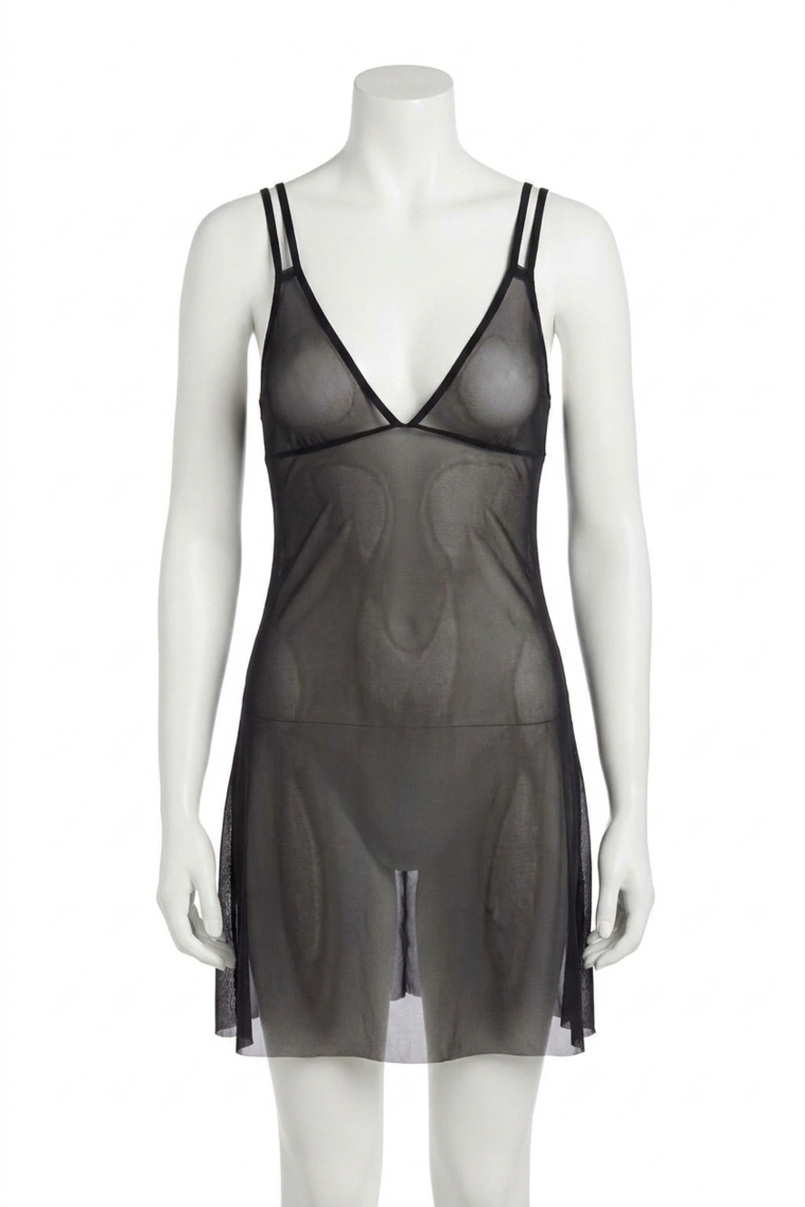 NEW COMMANDO women's chic mesh babydoll dress in black